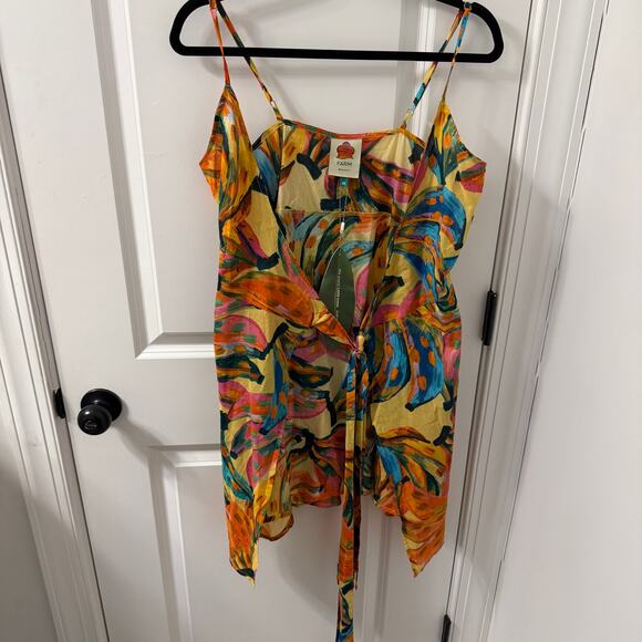 NWT $110 FARM Rio XS Colorful Bananas Swimsuit Cover-Up Mini Wrap Dress - Picture 10 of 10
